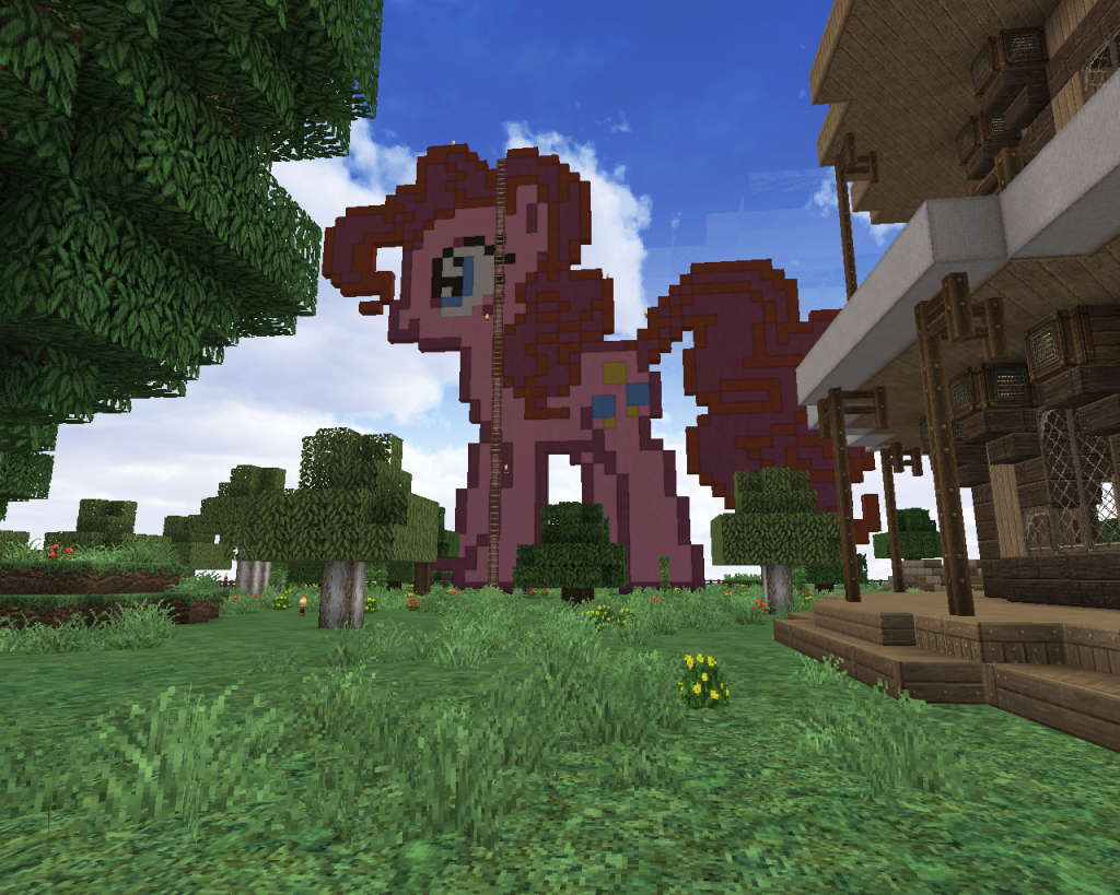 a pink pony statue in minecraft